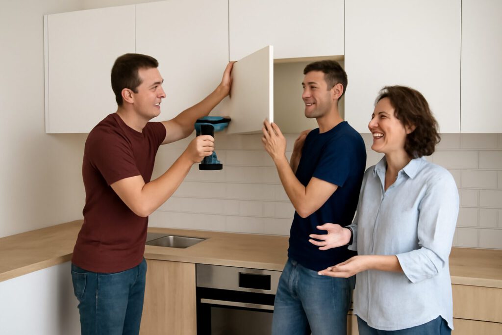 Montagefirma baut für Kunden Küche auf