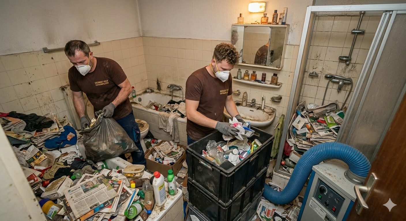 Räumung einer Messie Wohnung badezimmer Dortmund